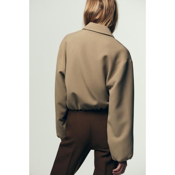 ZARA PUFF-SLEEVE BOMBER JACKET - Picture 6 of 8